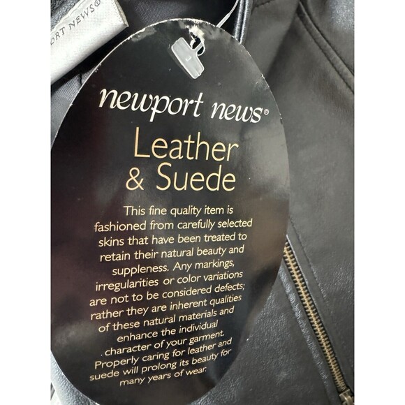 Newport News VTG Y2K NWT Leather Lace Up Moto Vest 8 Black Edgy Old Money - Picture 7 of 7